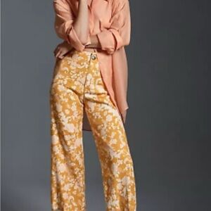 Anthropologie Maeve Colette Floral Yellow Wide-Leg Pants - Size 31
